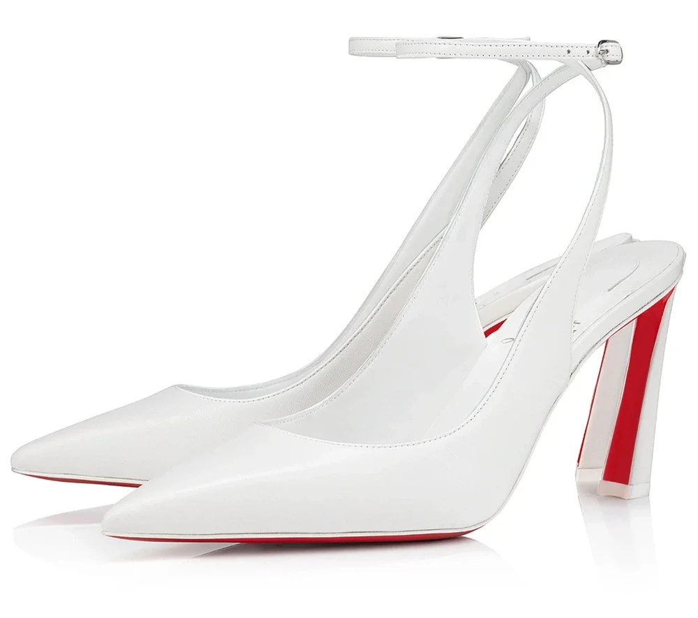 Christian Louboutin Condora Strap 85 White Leather Ankle Pointed Heel Pump 41